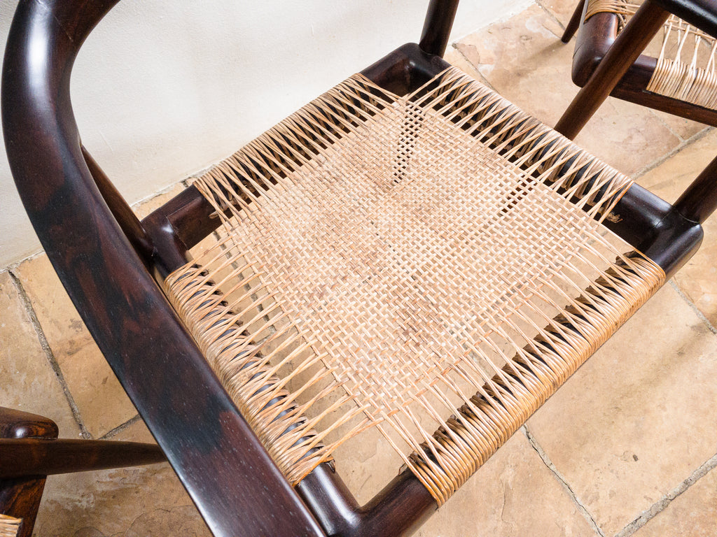 Set de 4 cadeiras em Jacarandá e Junco