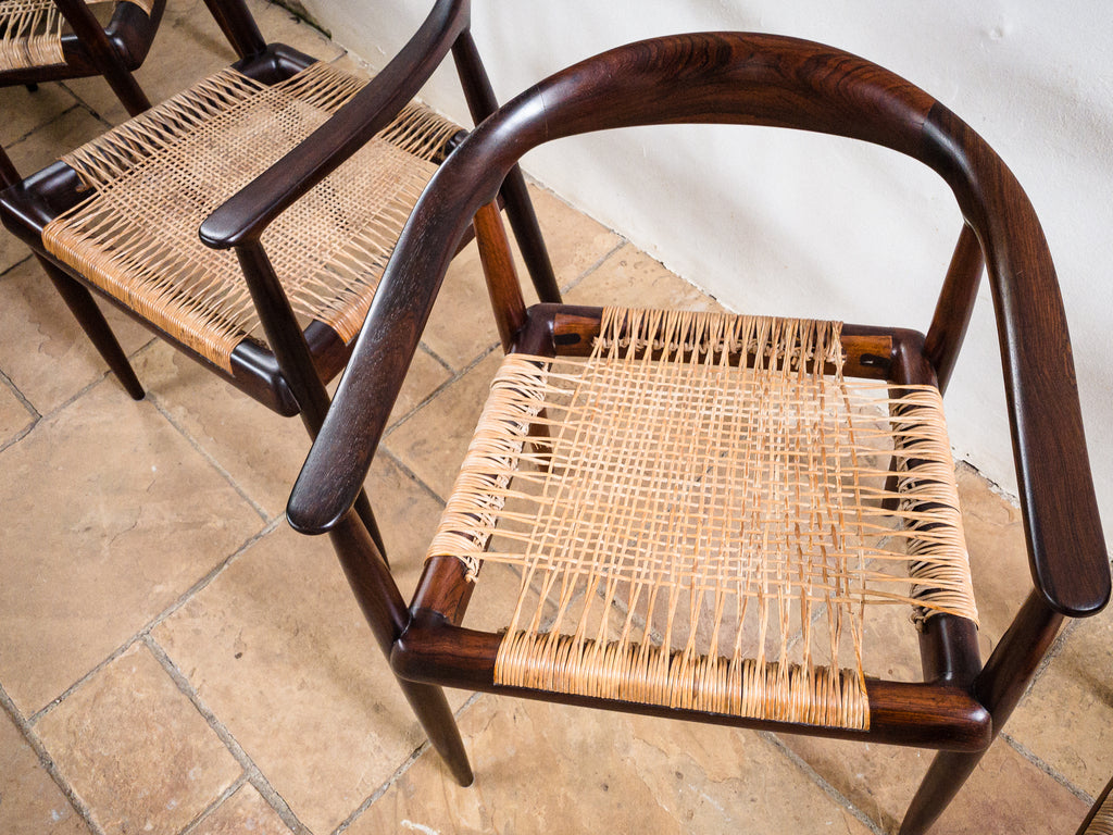 Set de 4 cadeiras em Jacarandá e Junco