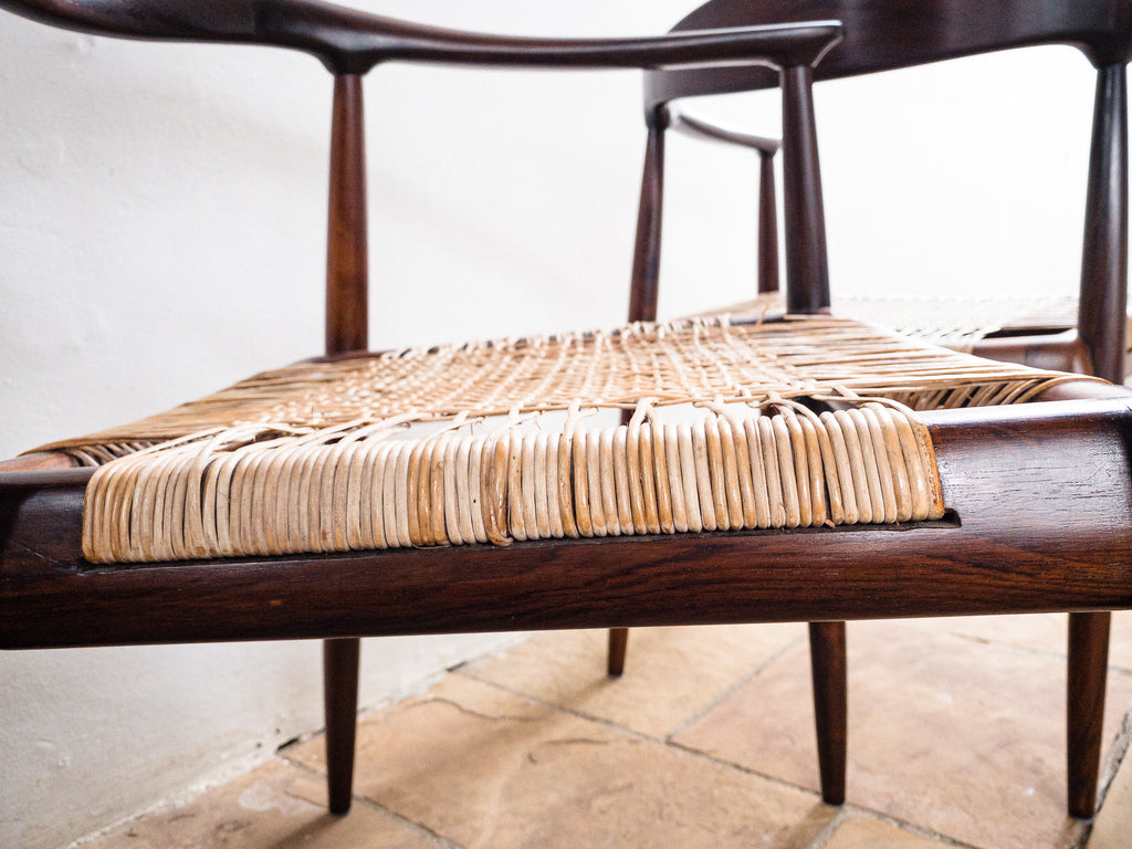 Set de 4 cadeiras em Jacarandá e Junco