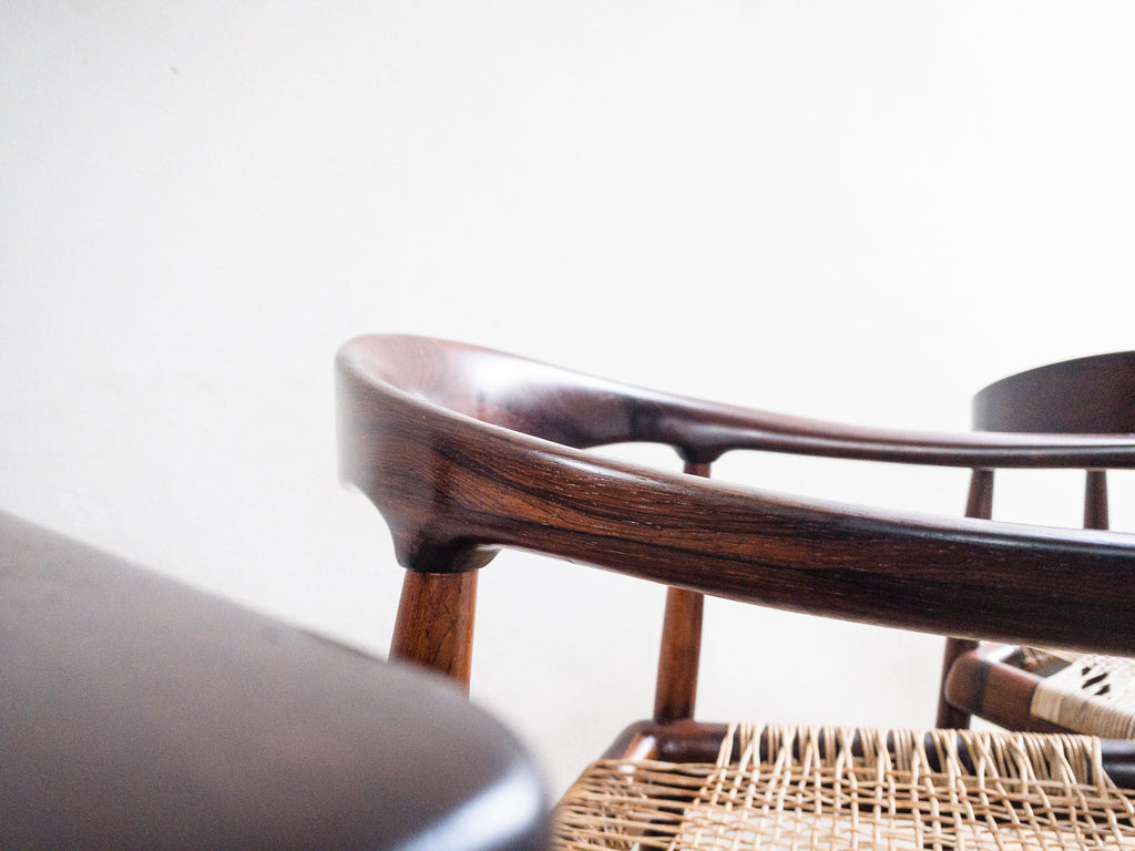 Set de 4 cadeiras em Jacarandá e Junco