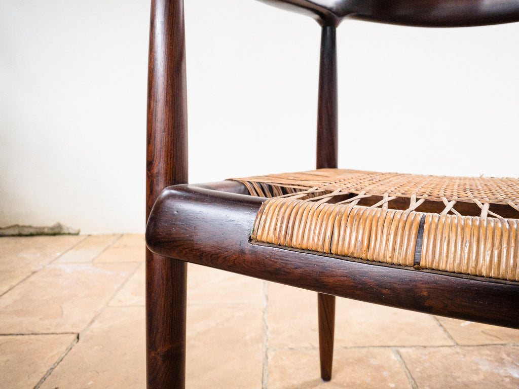 Set de 4 cadeiras em Jacarandá e Junco