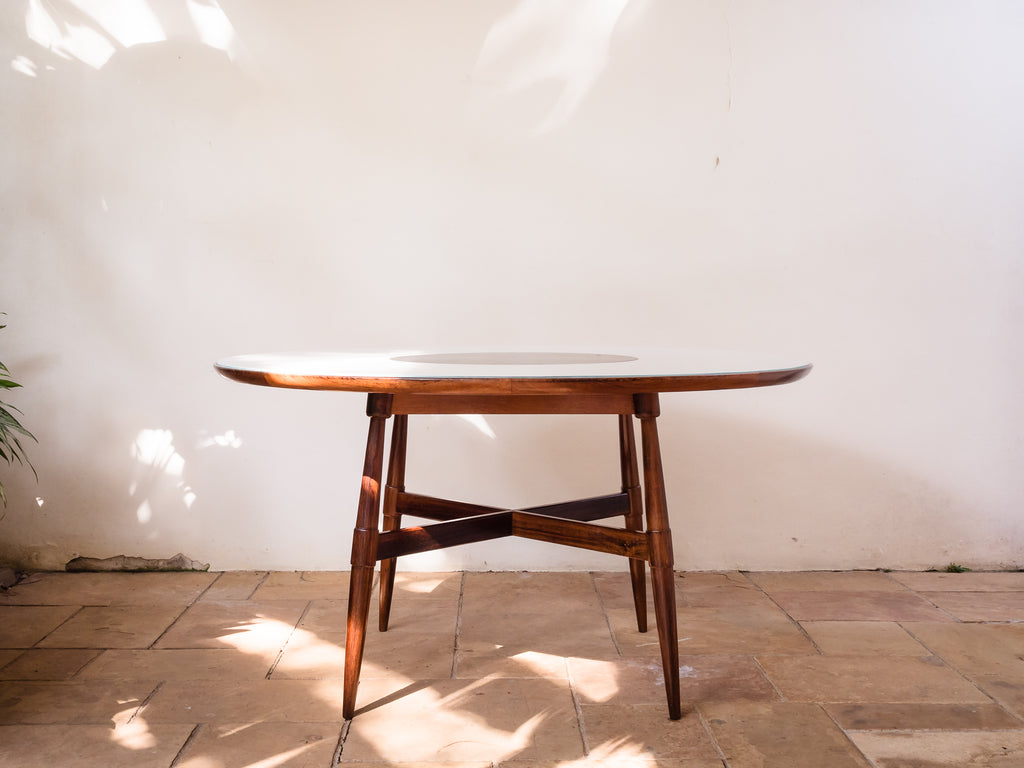 Joaquim Tenreiro | Mesa de Jantar em Jacarandá, Vidro e Granito