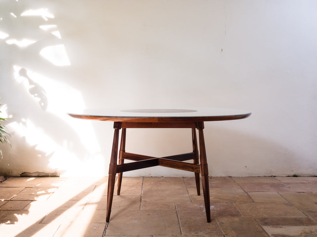 Joaquim Tenreiro | Mesa de Jantar em Jacarandá, Vidro e Granito