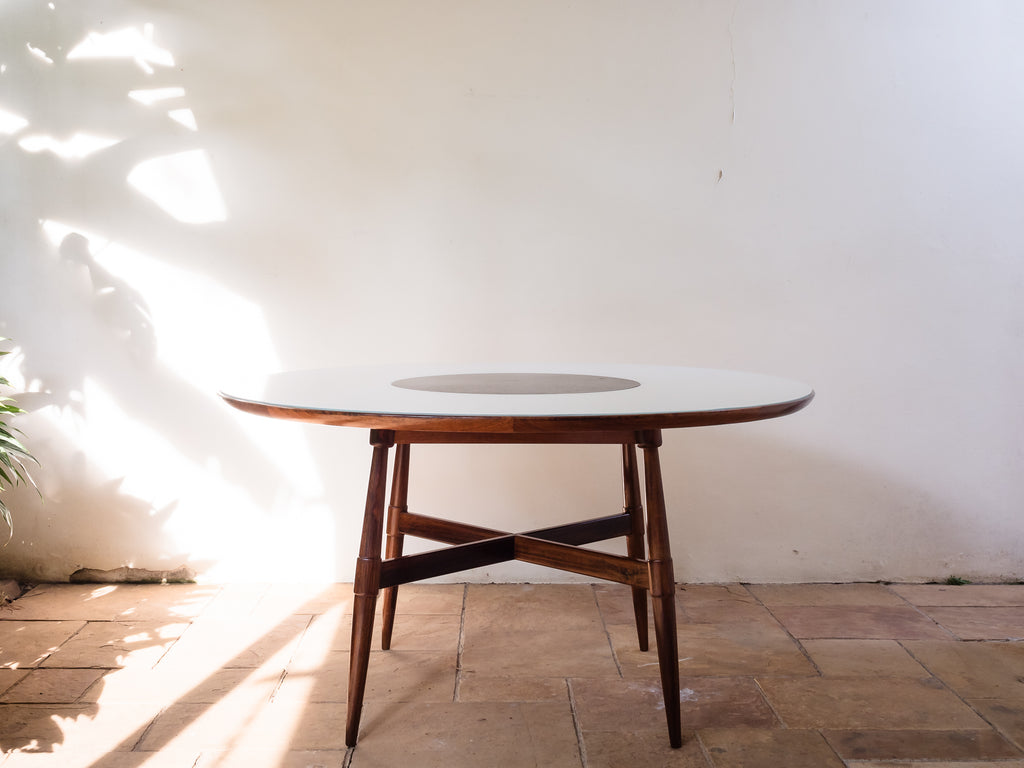 Joaquim Tenreiro | Mesa de Jantar em Jacarandá, Vidro e Granito