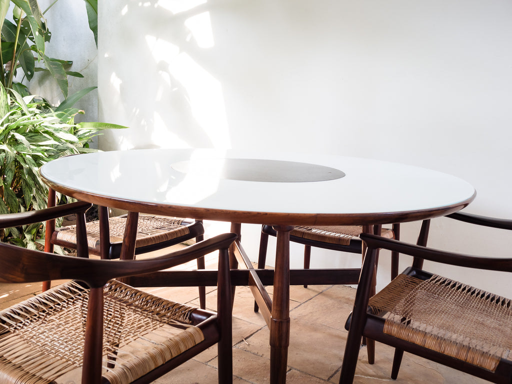 Joaquim Tenreiro | Mesa de Jantar em Jacarandá, Vidro e Granito