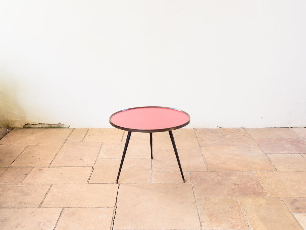 Mesa Lateral em Fórmica, Ferro e Latão