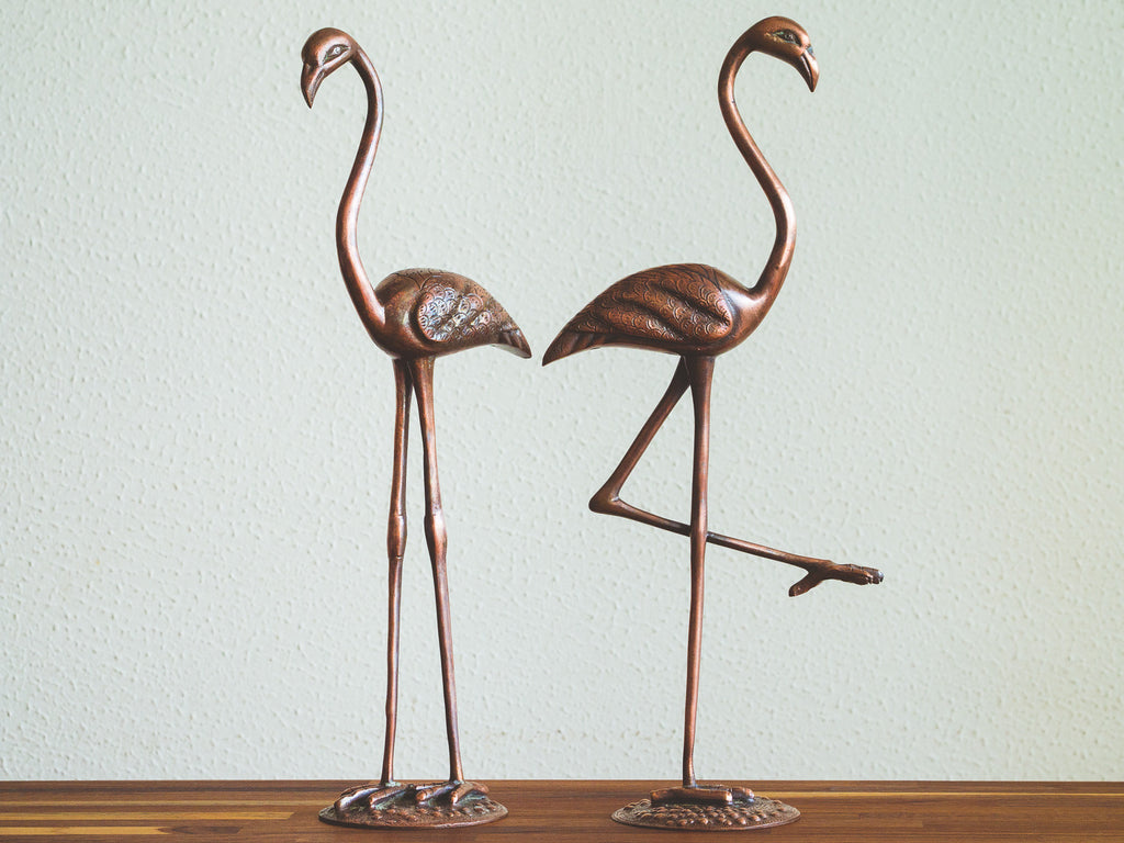 Casal de Flamingos em Cobre