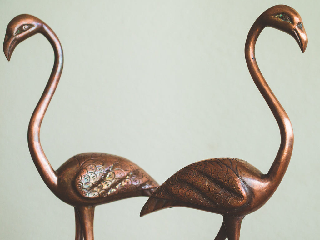 Casal de Flamingos em Cobre
