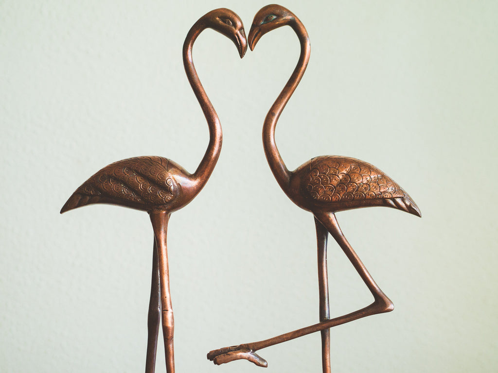 Casal de Flamingos em Cobre