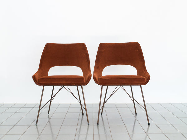 Carlo Hauner & Martin Eisler | Par de Cadeiras em Ferro e Veludo