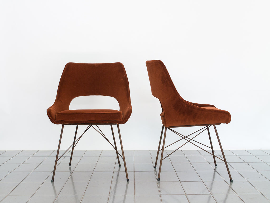 Carlo Hauner & Martin Eisler | Par de Cadeiras em Ferro e Veludo