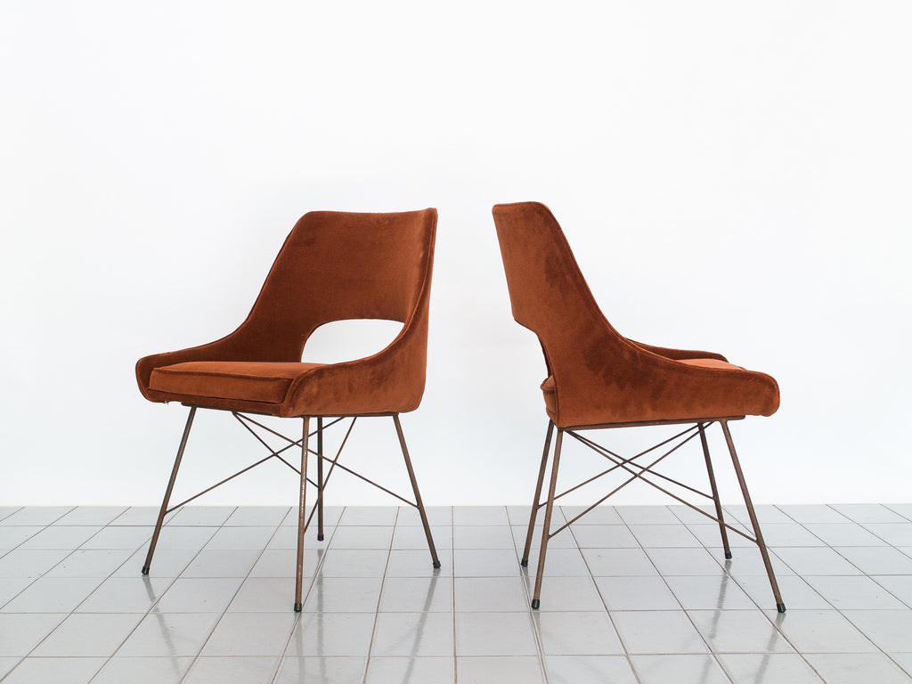 Carlo Hauner & Martin Eisler | Par de Cadeiras em Ferro e Veludo