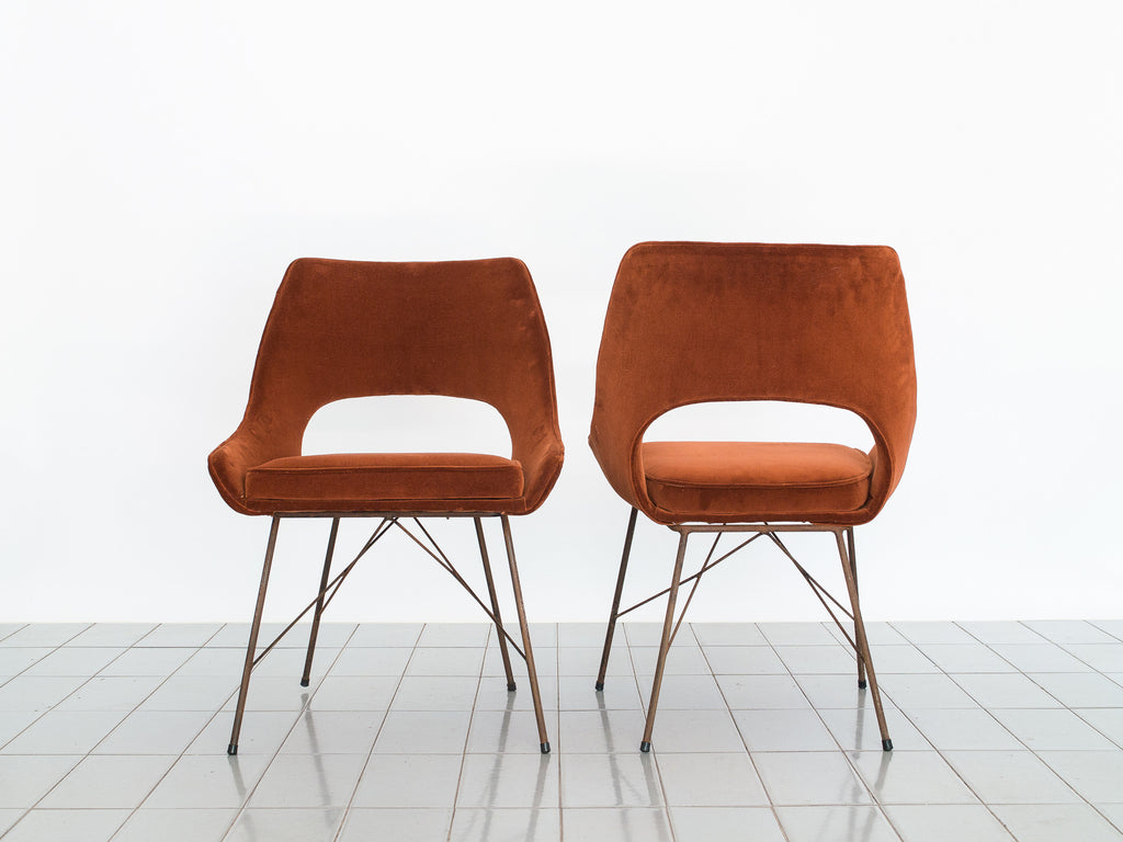 Carlo Hauner & Martin Eisler | Par de Cadeiras em Ferro e Veludo