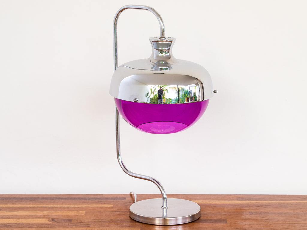Abajur Cromado Acrílico Roxo