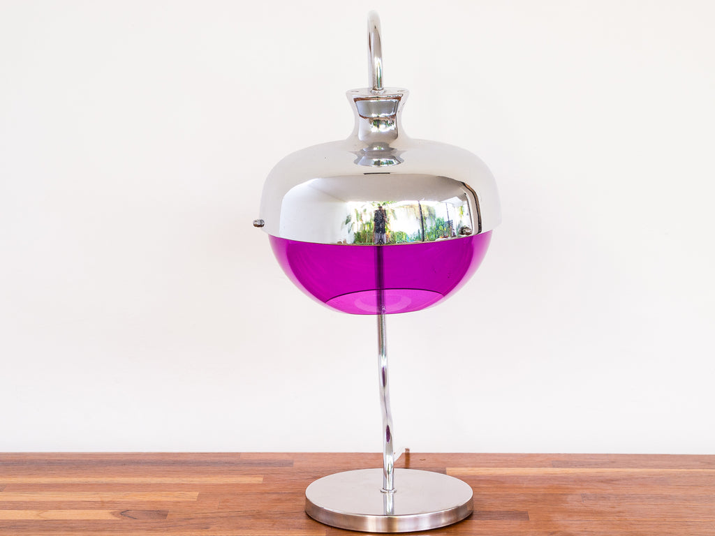 Abajur Cromado Acrílico Roxo