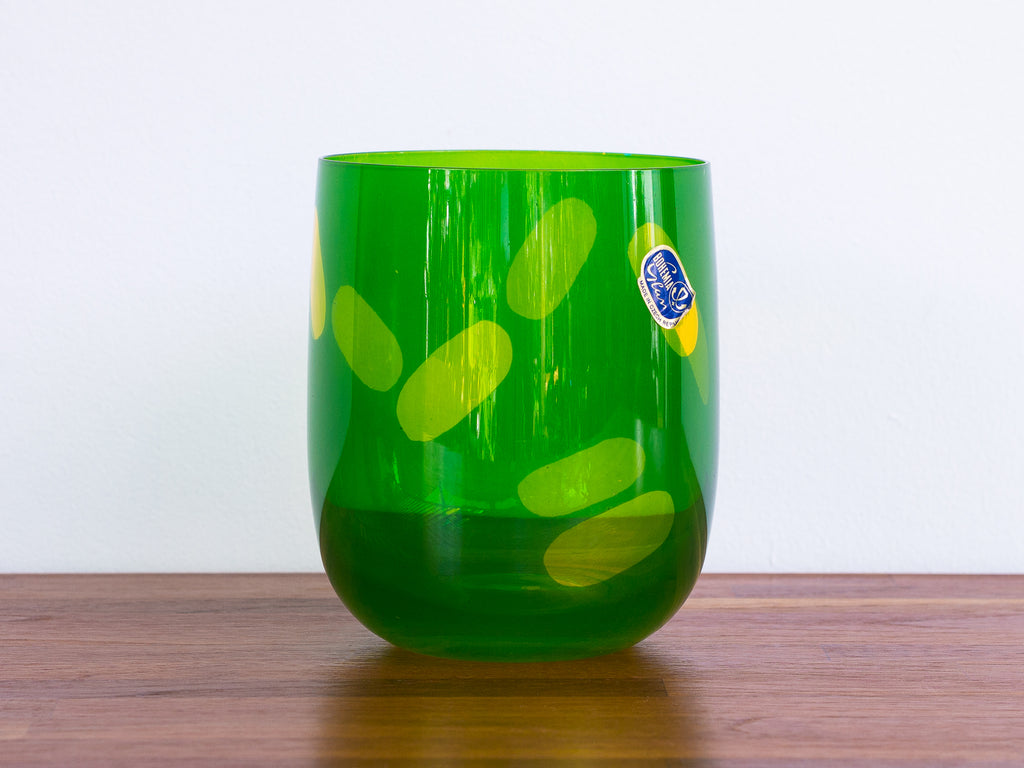 Vaso Verde e Amarelo em Cristal Bohemia