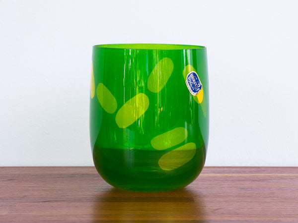 Vaso Verde e Amarelo em Cristal Bohemia