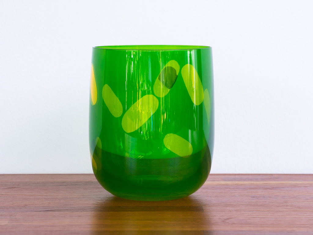 Vaso Verde e Amarelo em Cristal Bohemia