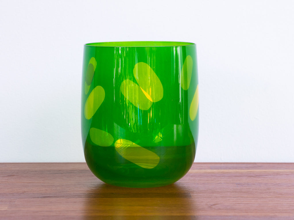 Vaso Verde e Amarelo em Cristal Bohemia