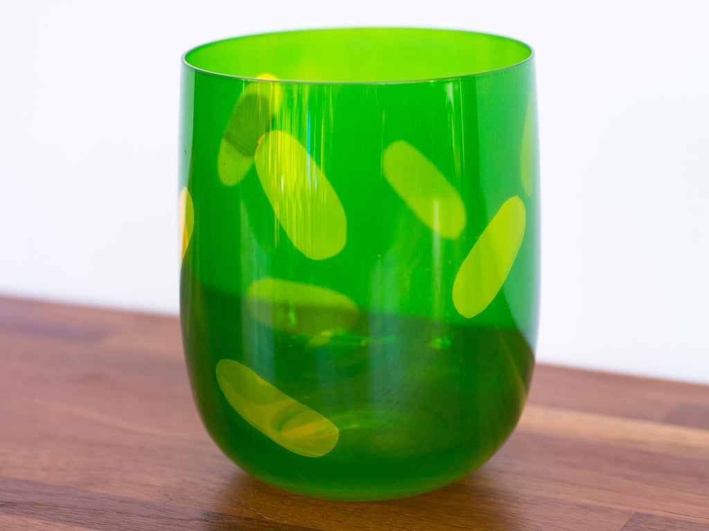 Vaso Verde e Amarelo em Cristal Bohemia