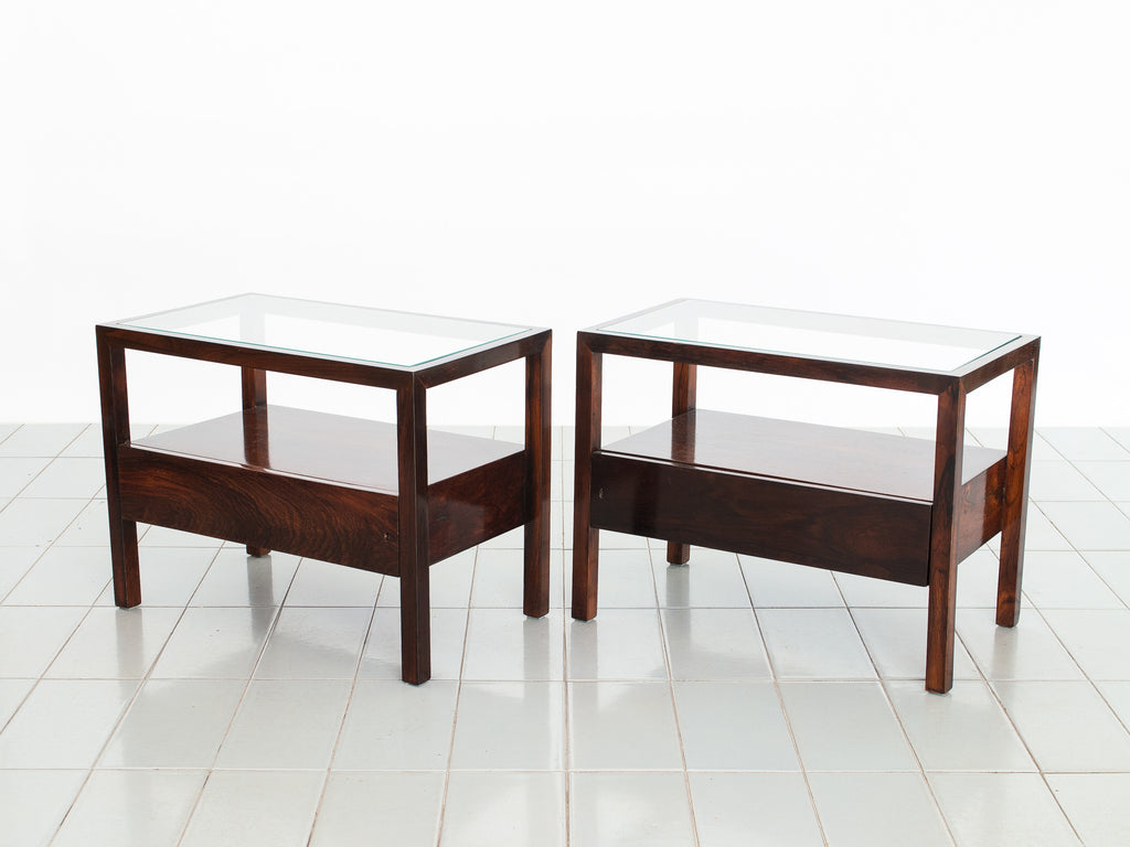 Par de Criados em Jacarandá e Vidro