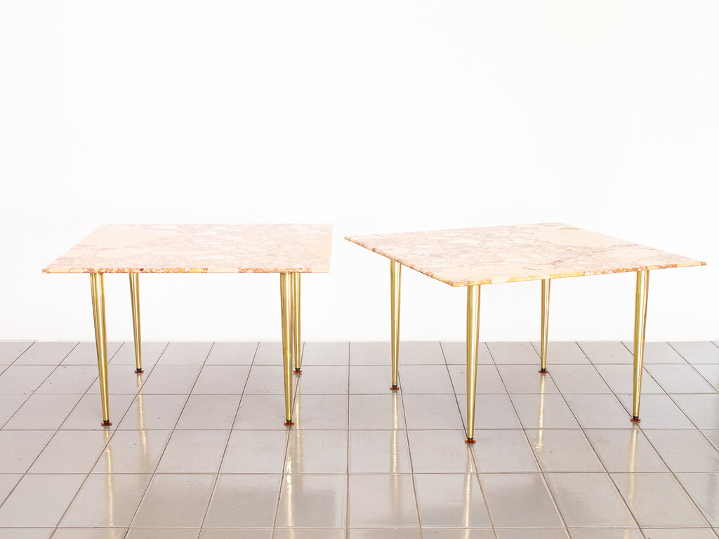 Par de Mesas Laterais Mármore e Latão