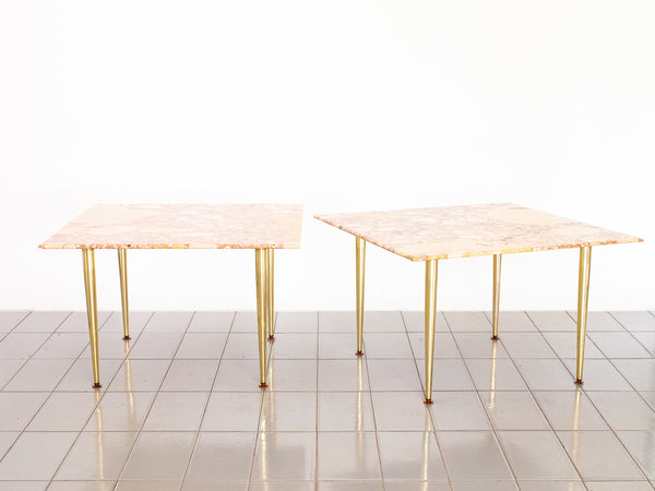 Par de Mesas Laterais Mármore e Latão